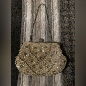 Elegant Pearl-Embellished Evening Bag